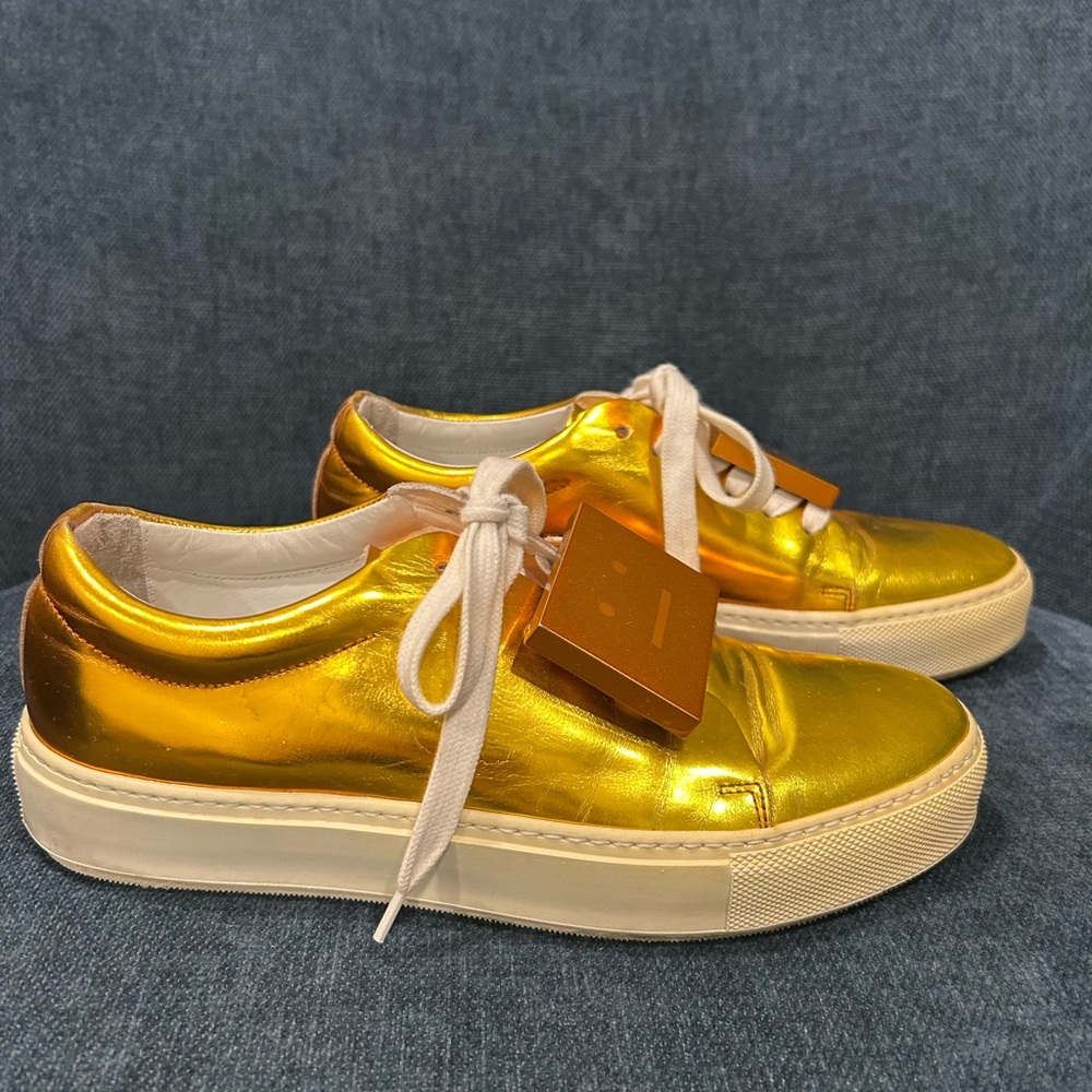 Acne Shiny Gold Women's Sneakers - Picture 4 of 8